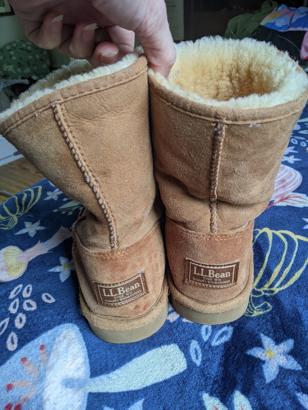 L.L. Bean Tan Suede Shearling-Lined Boots